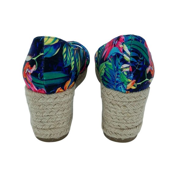 Vintage Floral Peep Toe Espadrille Wedge Sandals - Picture 5 of 8